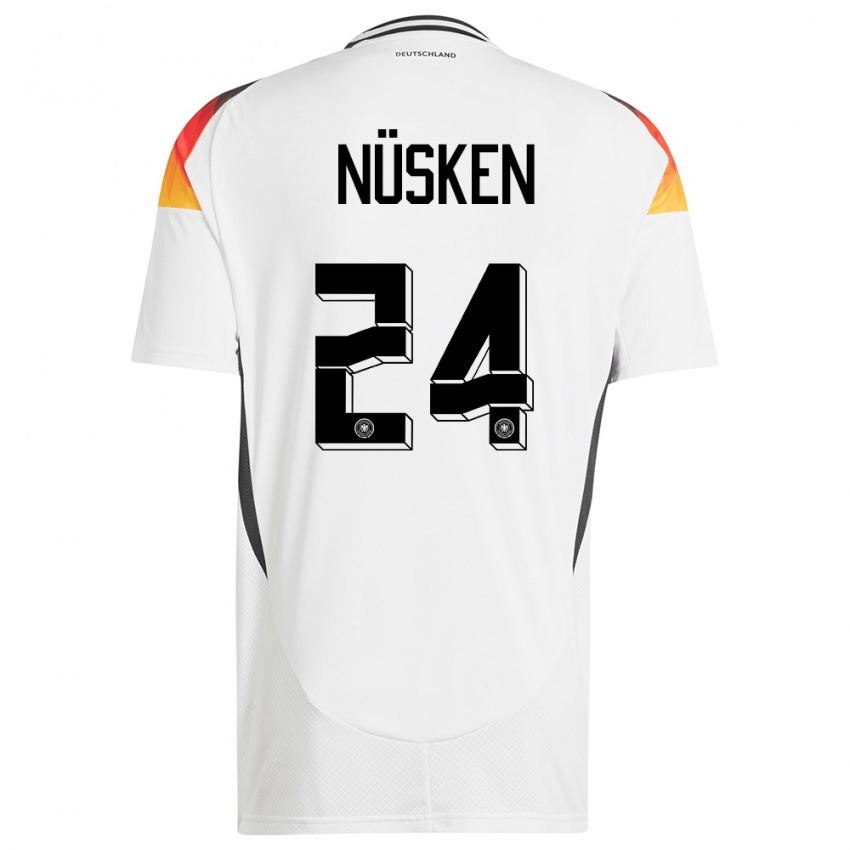 Hombre Camiseta Alemania Sjoeke Nusken #24 Blanco 1ª Equipación 24-26 La Camisa Argentina