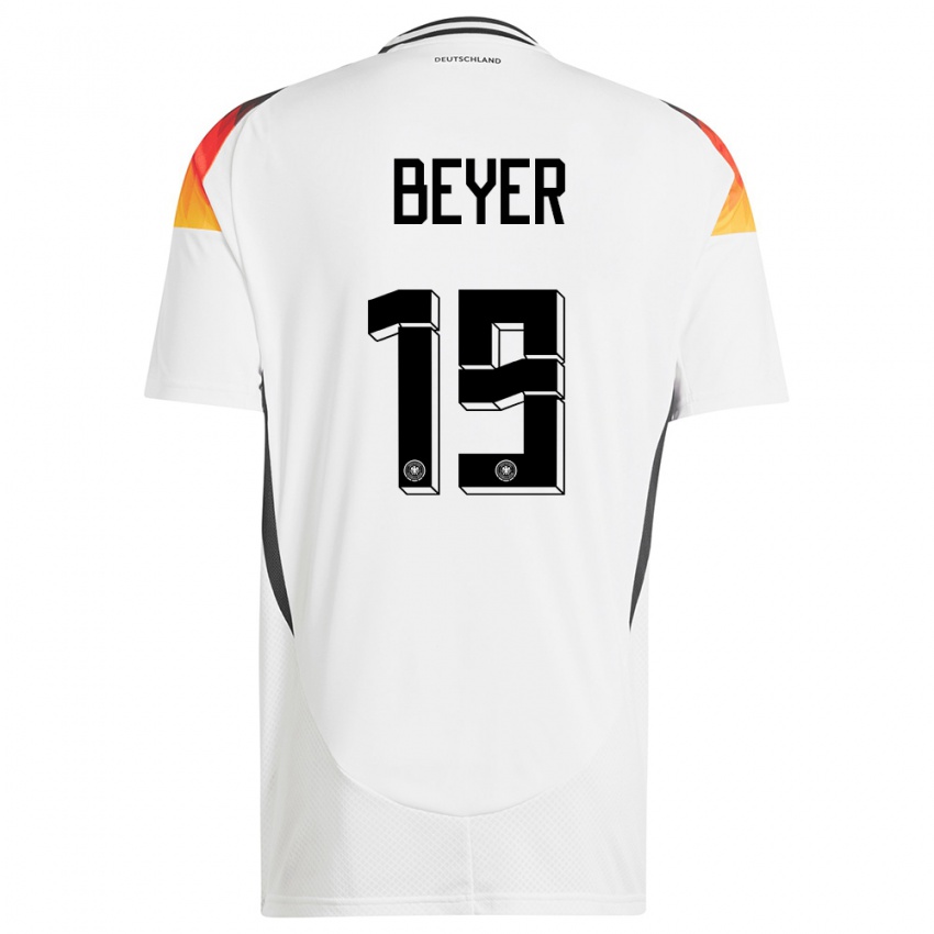 Hombre Camiseta Alemania Jordan Beyer #19 Blanco 1ª Equipación 24-26 La Camisa Argentina