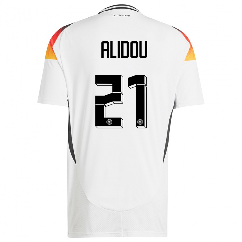 Hombre Camiseta Alemania Faride Alidou #21 Blanco 1ª Equipación 24-26 La Camisa Argentina