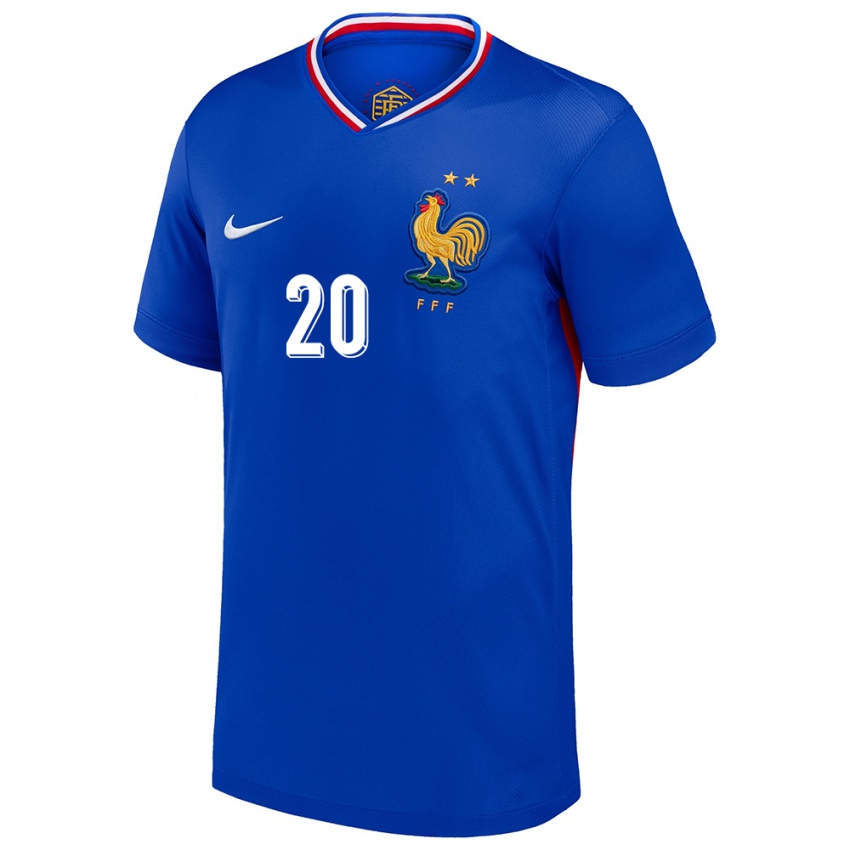 Hombre Camiseta Francia Pierre Kalulu #20 Azul 1ª Equipación 24-26 La Camisa Argentina