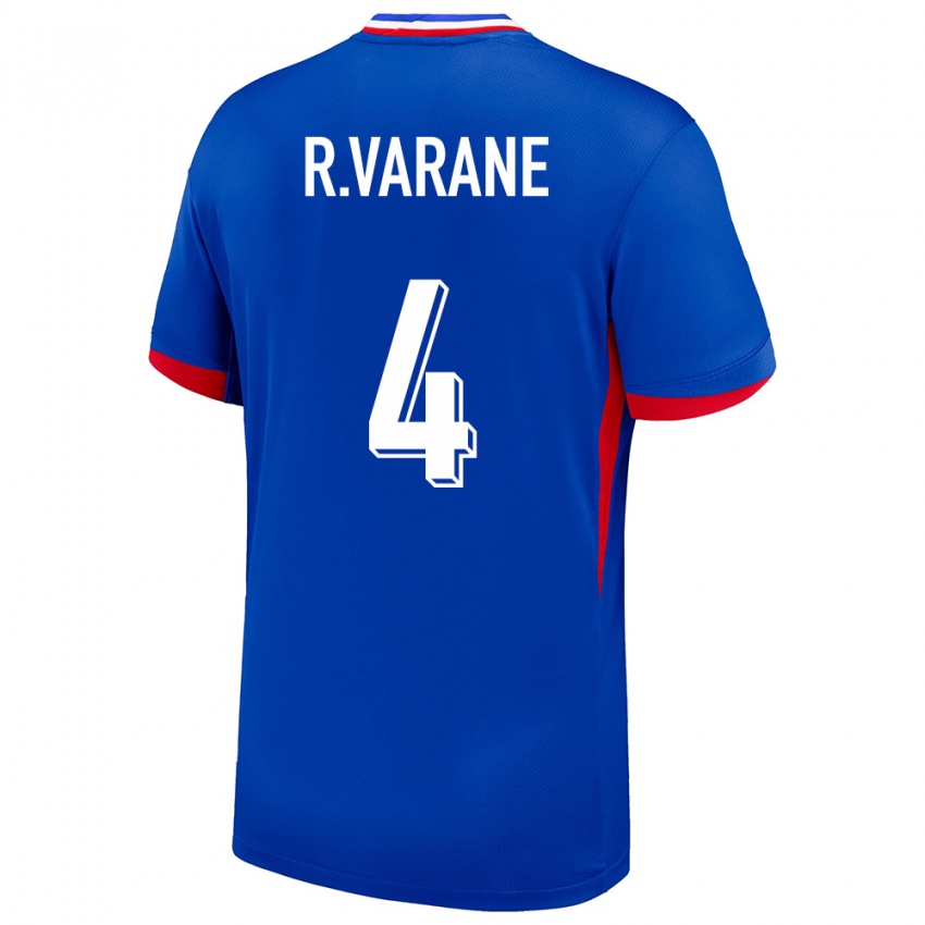 Hombre Camiseta Francia Raphael Varane #4 Azul 1ª Equipación 24-26 La Camisa Argentina