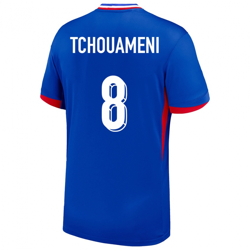 Hombre Camiseta Francia Aurelien Tchouameni #8 Azul 1ª Equipación 24-26 La Camisa Argentina