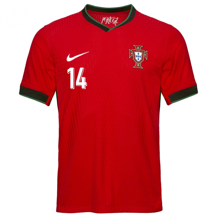 Hombre Camiseta Portugal Hugo Oliveira #14 Rojo 1ª Equipación 24-26 La Camisa Argentina