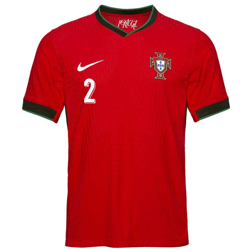 Hombre Camiseta Portugal Tiago Djalo #2 Rojo 1ª Equipación 24-26 La Camisa Argentina