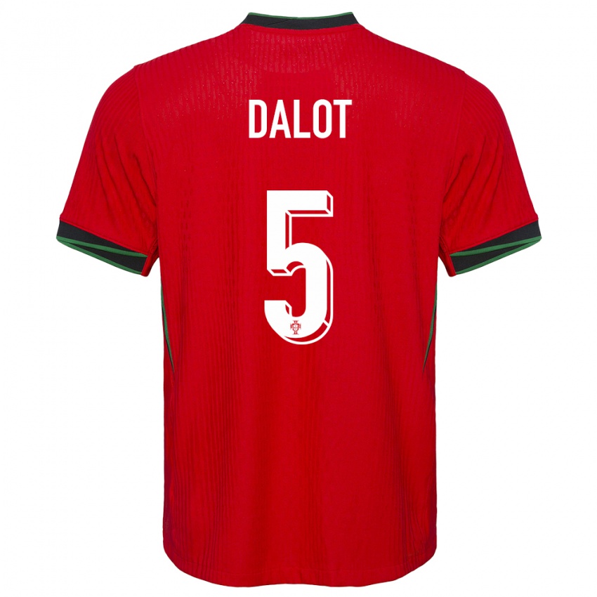 Hombre Camiseta Portugal Diogo Dalot #5 Rojo 1ª Equipación 24-26 La Camisa Argentina