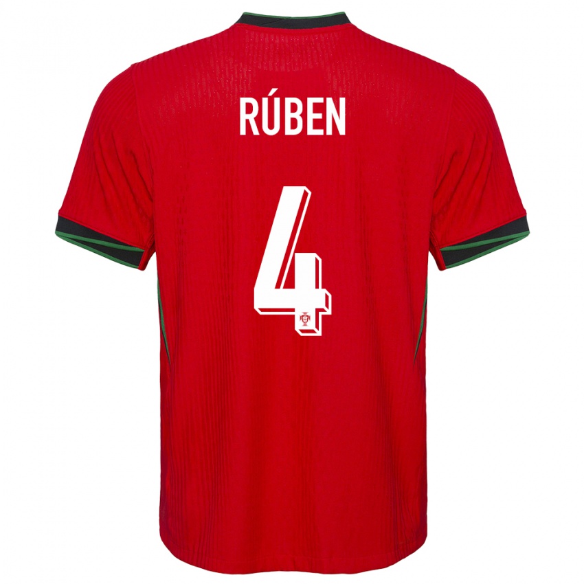 Hombre Camiseta Portugal Ruben Dias #4 Rojo 1ª Equipación 24-26 La Camisa Argentina