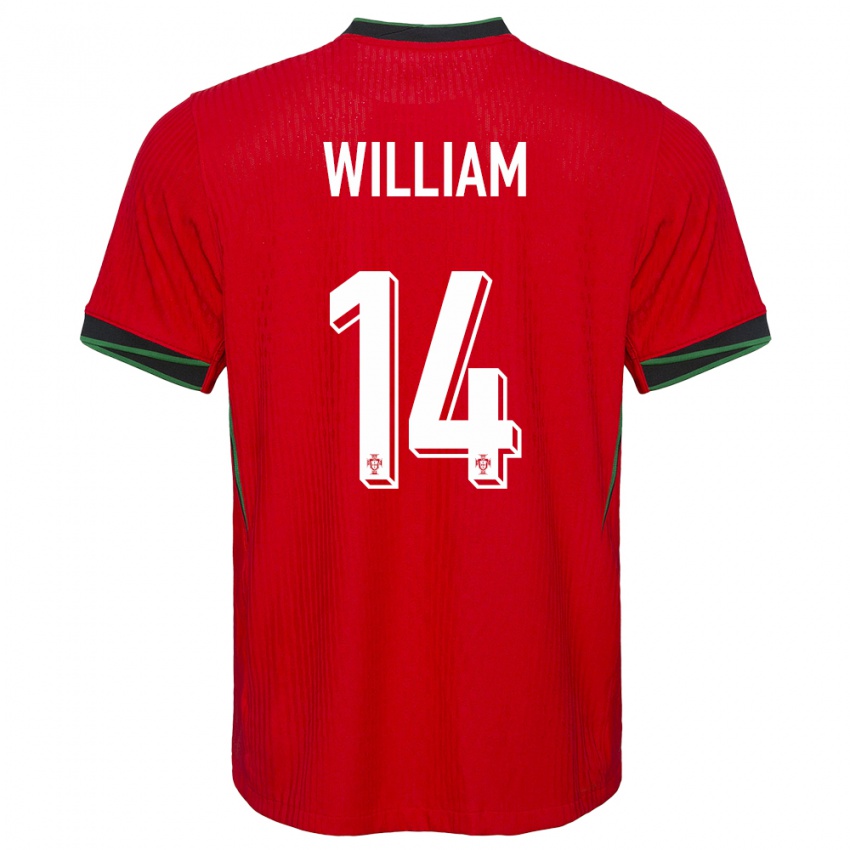 Hombre Camiseta Portugal William Carvalho #14 Rojo 1ª Equipación 24-26 La Camisa Argentina