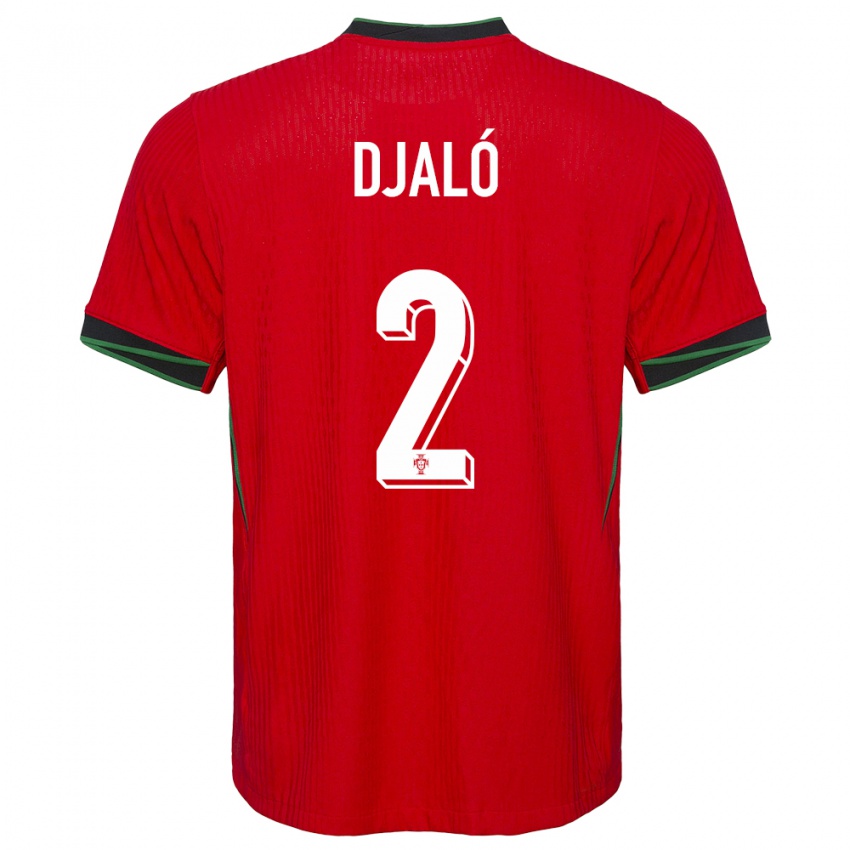 Hombre Camiseta Portugal Tiago Djalo #2 Rojo 1ª Equipación 24-26 La Camisa Argentina