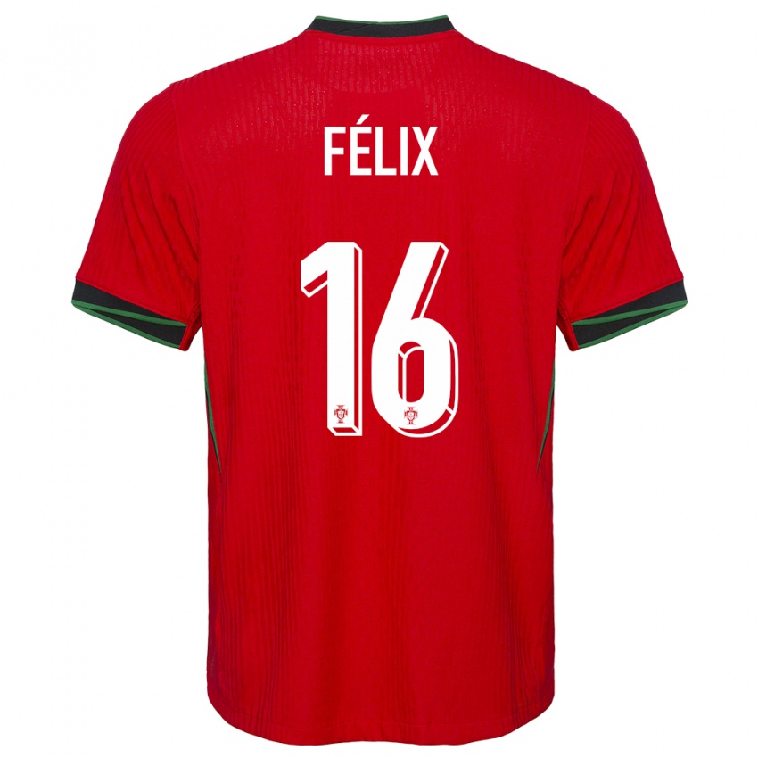 Hombre Camiseta Portugal Hugo Felix #16 Rojo 1ª Equipación 24-26 La Camisa Argentina