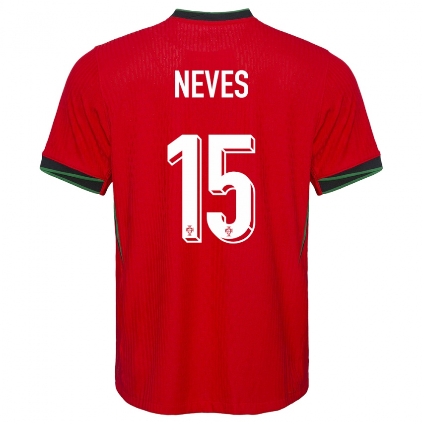 Hombre Camiseta Portugal Joao Neves #15 Rojo 1ª Equipación 24-26 La Camisa Argentina