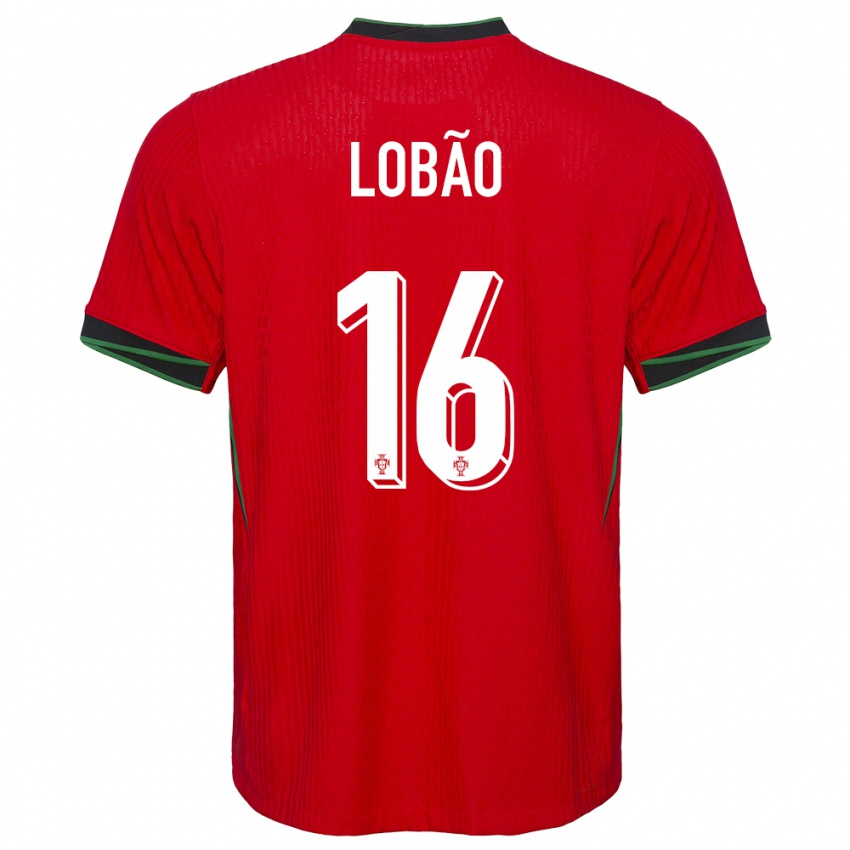 Hombre Camiseta Portugal Diogo Lobao #16 Rojo 1ª Equipación 24-26 La Camisa Argentina