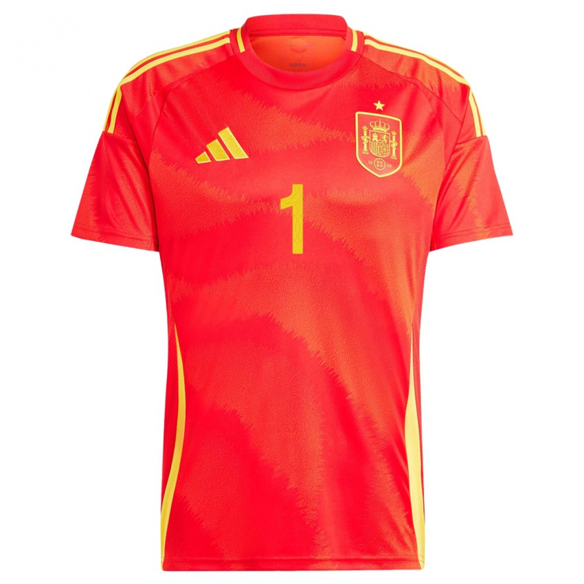 Hombre Camiseta España Ander Astralaga #1 Rojo 1ª Equipación 24-26 La Camisa Argentina