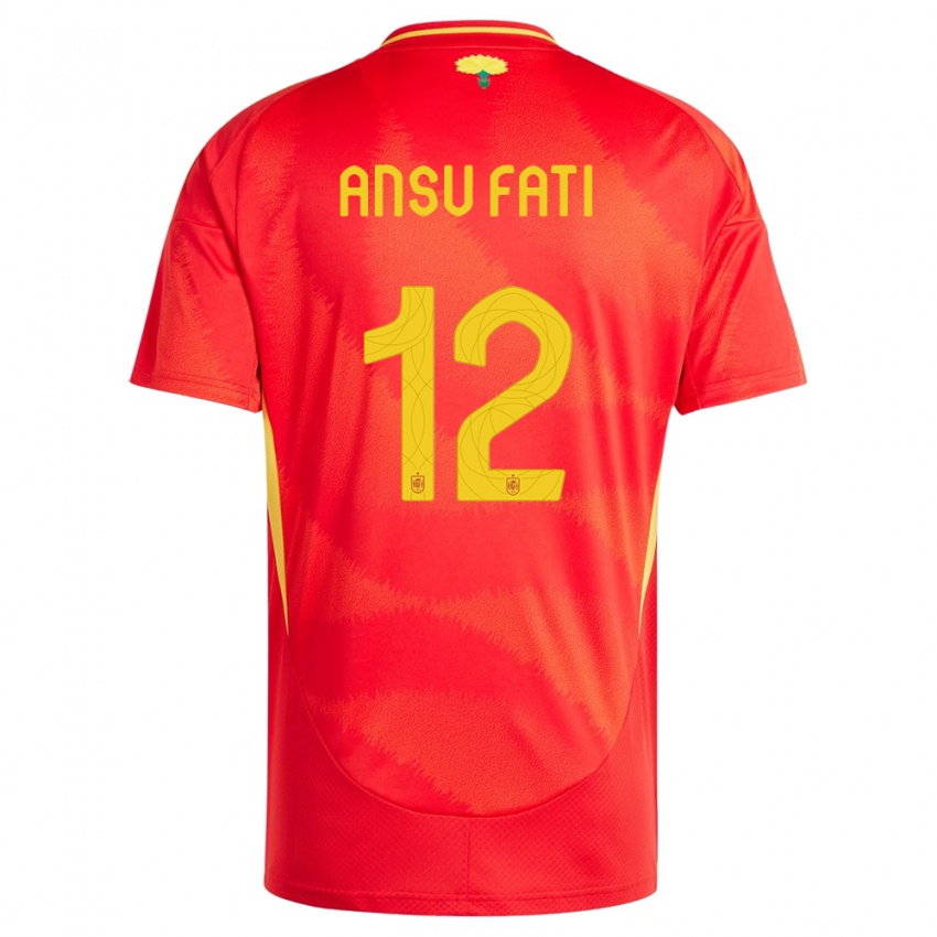 Hombre Camiseta España Ansu Fati #12 Rojo 1ª Equipación 24-26 La Camisa Argentina