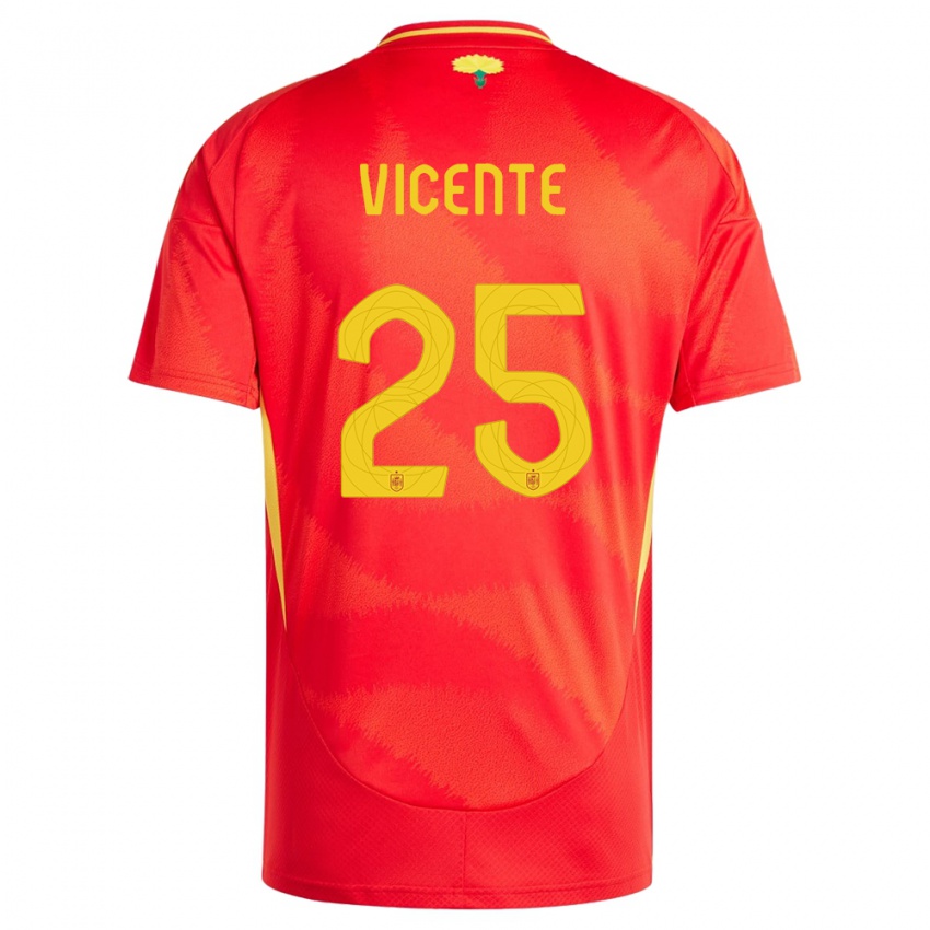 Hombre Camiseta España Ainhoa Vicente #25 Rojo 1ª Equipación 24-26 La Camisa Argentina