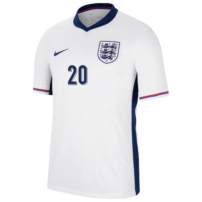 Hombre Camiseta Inglaterra Jarrod Bowen #20 Blanco 1ª Equipación 24-26 La Camisa Argentina