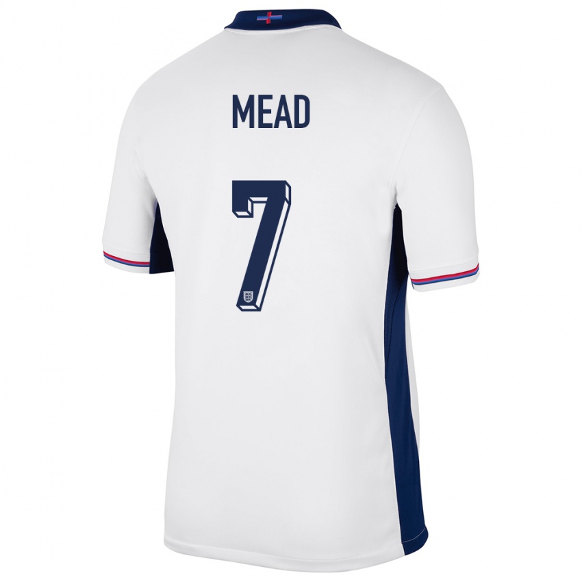 Hombre Camiseta Inglaterra Beth Mead #7 Blanco 1ª Equipación 24-26 La Camisa Argentina