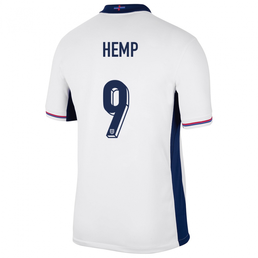 Hombre Camiseta Inglaterra Lauren Hemp #9 Blanco 1ª Equipación 24-26 La Camisa Argentina