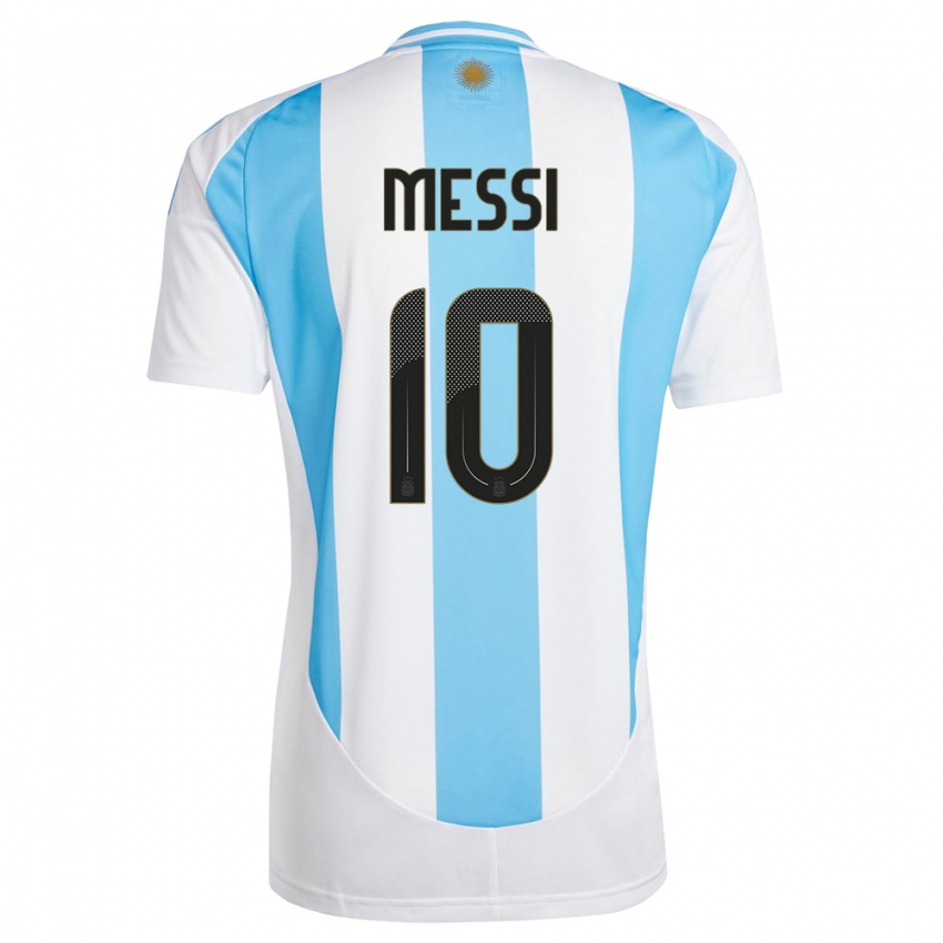 Hombre Camiseta Argentina Lionel Messi #10 Blanco Azul 1ª Equipación 24-26 La Camisa Argentina