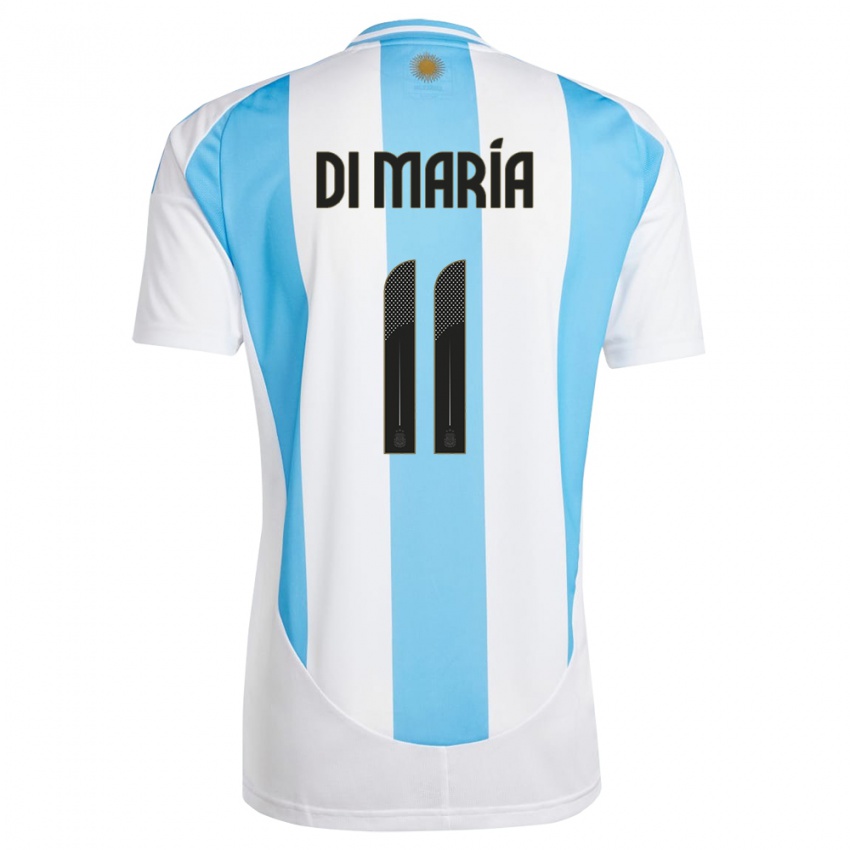 Hombre Camiseta Argentina Angel Di Maria #11 Blanco Azul 1ª Equipación 24-26 La Camisa Argentina