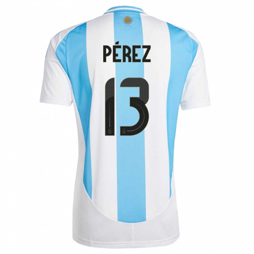 Hombre Camiseta Argentina Nehuen Perez #13 Blanco Azul 1ª Equipación 24-26 La Camisa Argentina