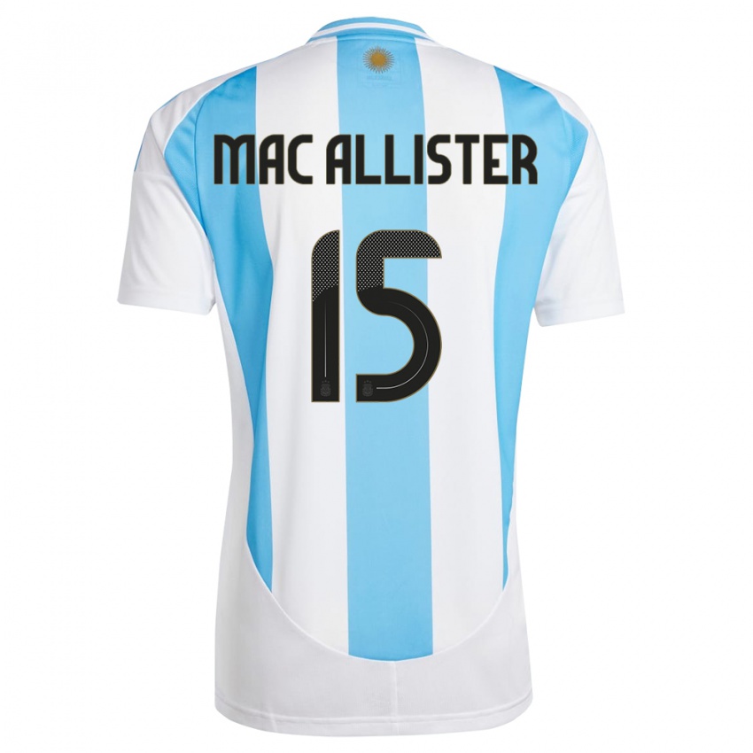 Hombre Camiseta Argentina Alexis Mac Allister #15 Blanco Azul 1ª Equipación 24-26 La Camisa Argentina