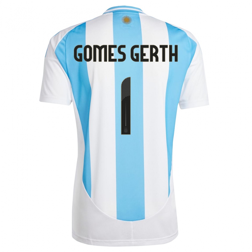 Hombre Camiseta Argentina Federico Gomes Gerth #1 Blanco Azul 1ª Equipación 24-26 La Camisa Argentina