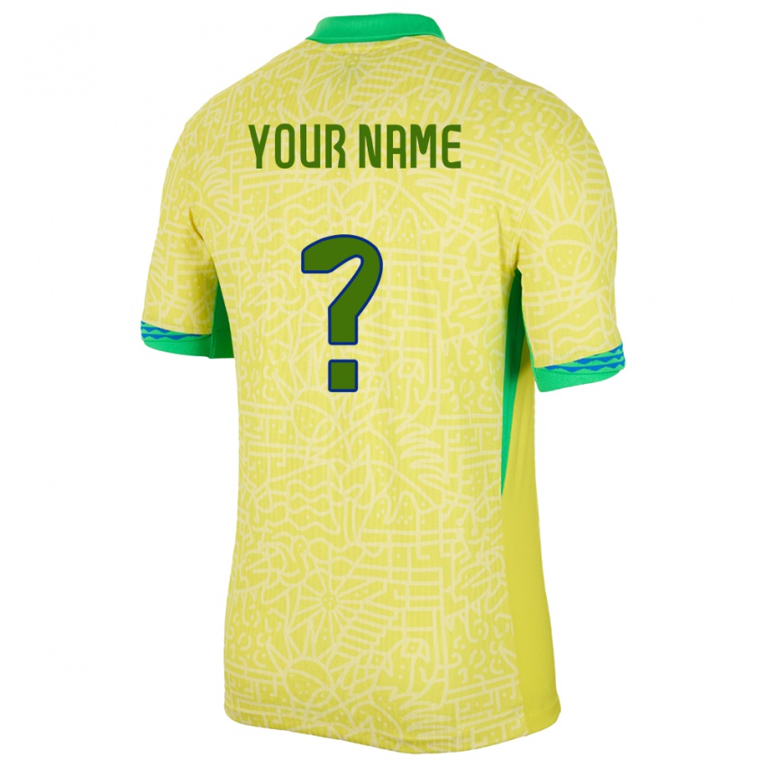 Hombre Camiseta Brasil Su Nombre #0 Amarillo 1ª Equipación 24-26 La Camisa Argentina