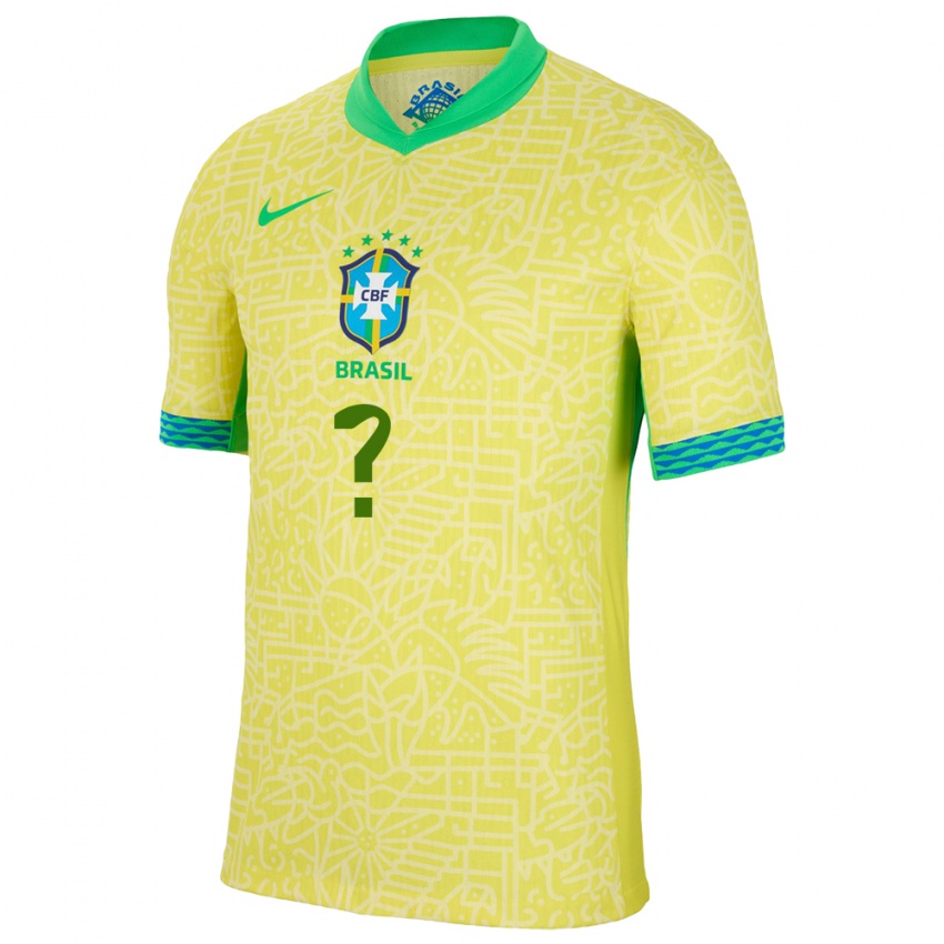 Hombre Camiseta Brasil Su Nombre #0 Amarillo 1ª Equipación 24-26 La Camisa Argentina