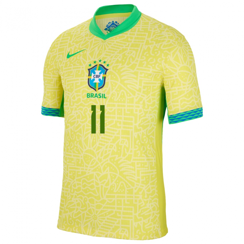 Hombre Camiseta Brasil Caio #11 Amarillo 1ª Equipación 24-26 La Camisa Argentina