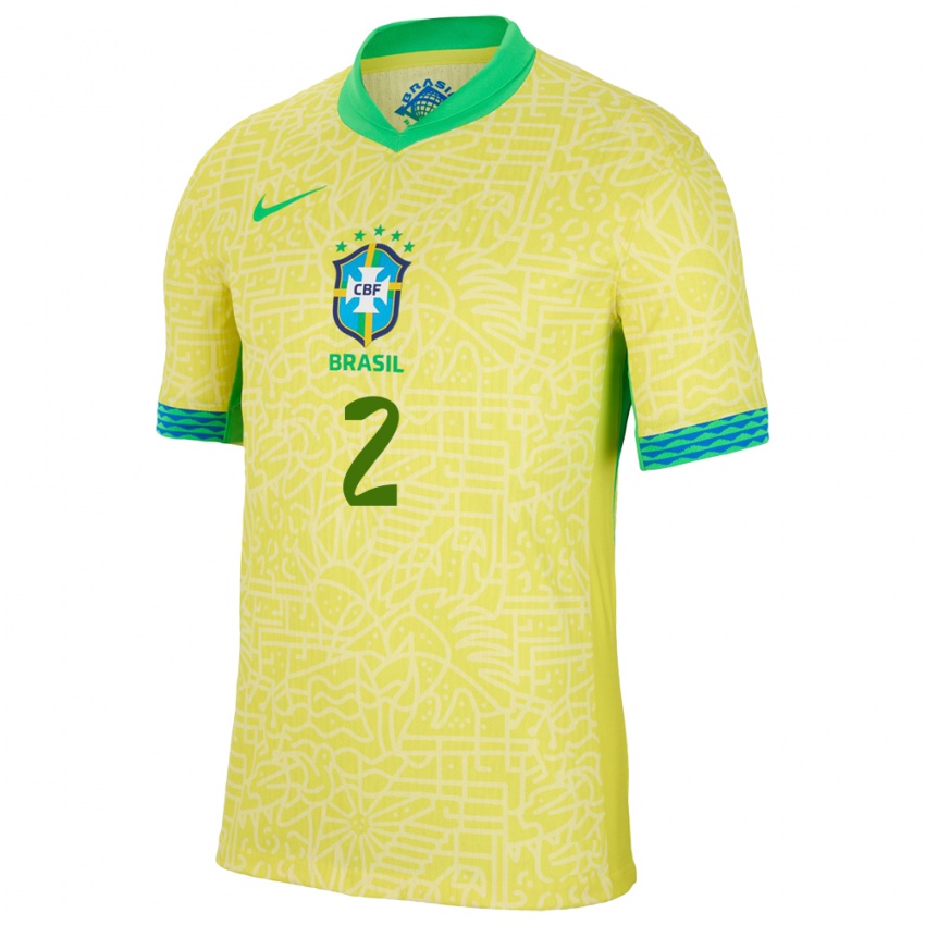 Hombre Camiseta Brasil Victor Gabriel #2 Amarillo 1ª Equipación 24-26 La Camisa Argentina