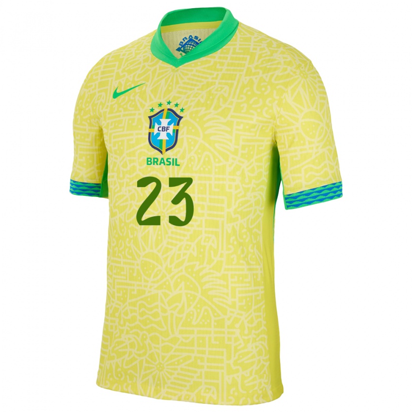 Hombre Camiseta Brasil Matheus Nascimento #23 Amarillo 1ª Equipación 24-26 La Camisa Argentina