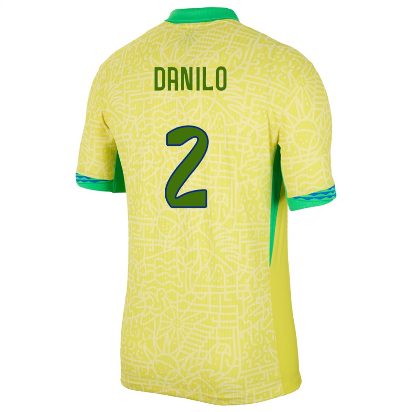 Hombre Camiseta Brasil Danilo #2 Amarillo 1ª Equipación 24-26 La Camisa Argentina