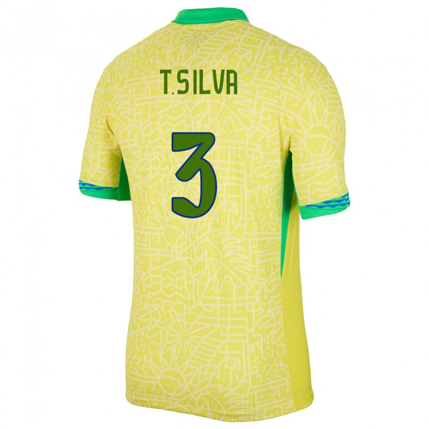 Hombre Camiseta Brasil Thiago Silva #3 Amarillo 1ª Equipación 24-26 La Camisa Argentina