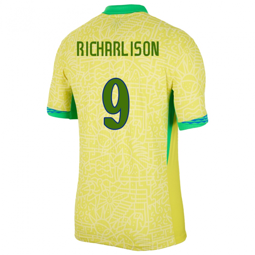 Hombre Camiseta Brasil Richarlison #9 Amarillo 1ª Equipación 24-26 La Camisa Argentina