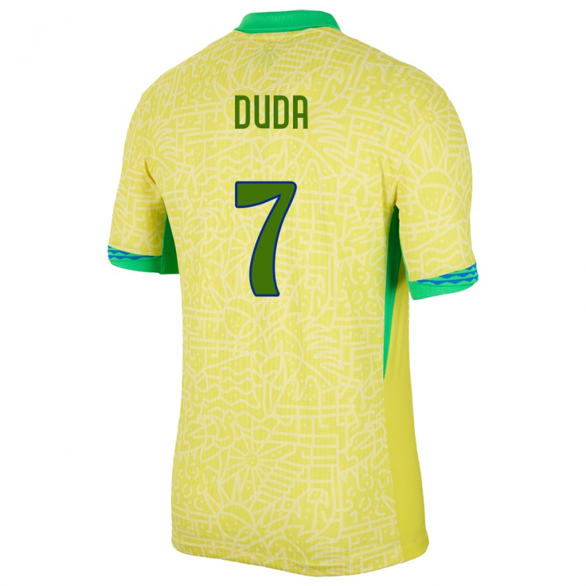 Hombre Camiseta Brasil Duda Francelino #7 Amarillo 1ª Equipación 24-26 La Camisa Argentina