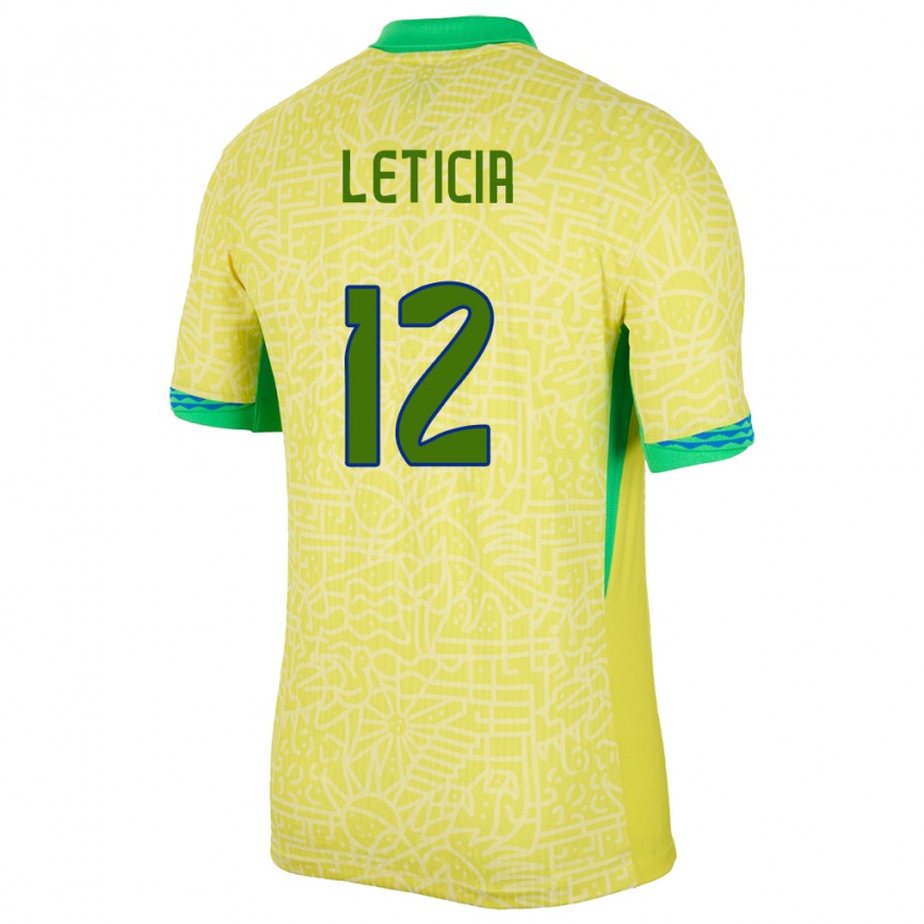 Hombre Camiseta Brasil Leticia #12 Amarillo 1ª Equipación 24-26 La Camisa Argentina