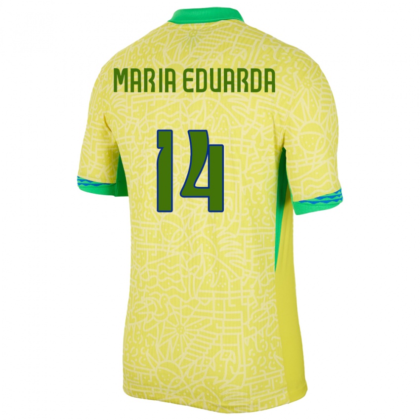 Hombre Camiseta Brasil Maria Eduarda #14 Amarillo 1ª Equipación 24-26 La Camisa Argentina