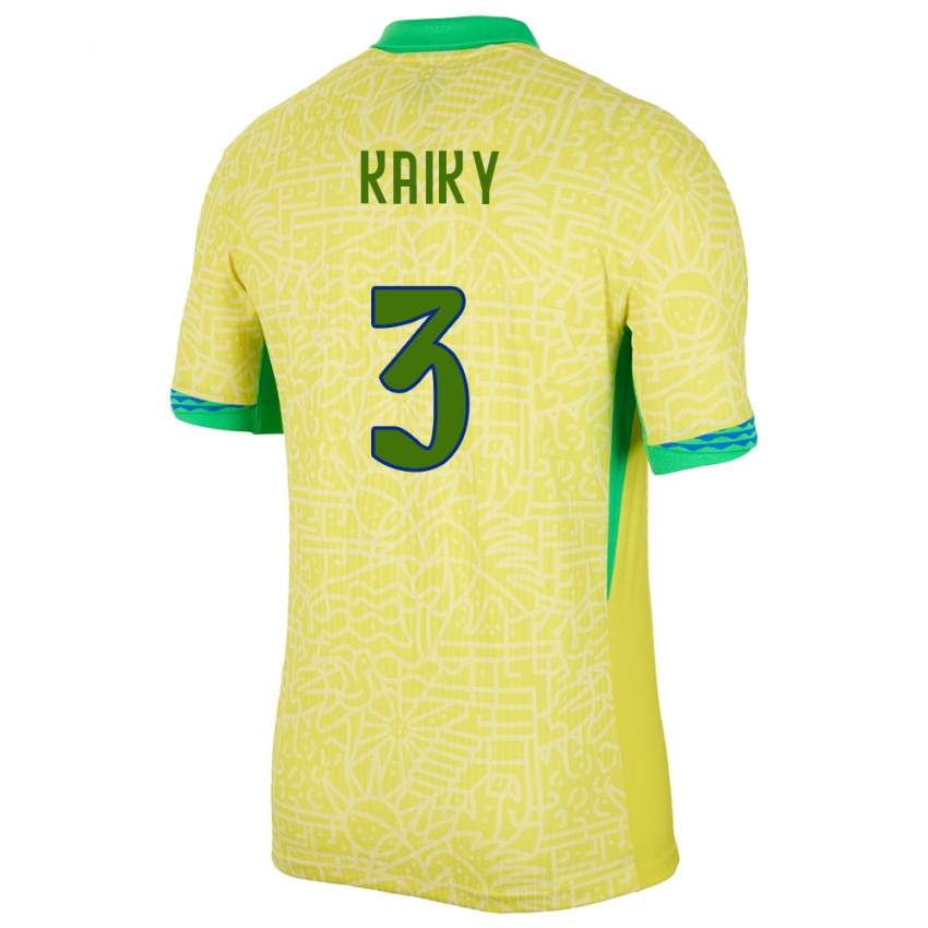 Hombre Camiseta Brasil Kaiky #3 Amarillo 1ª Equipación 24-26 La Camisa Argentina