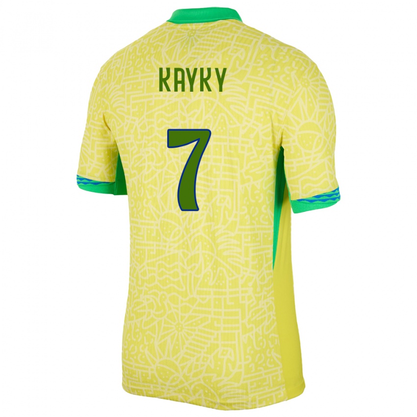 Hombre Camiseta Brasil Kayky #7 Amarillo 1ª Equipación 24-26 La Camisa Argentina