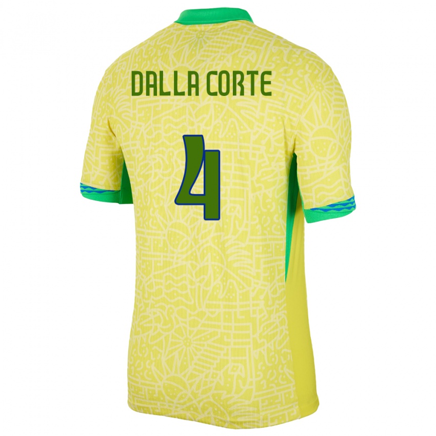 Hombre Camiseta Brasil Joao Dalla Corte #4 Amarillo 1ª Equipación 24-26 La Camisa Argentina