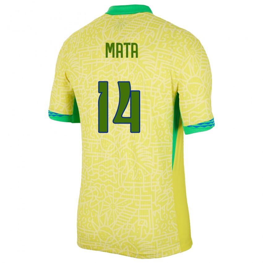 Hombre Camiseta Brasil Da Mata #14 Amarillo 1ª Equipación 24-26 La Camisa Argentina