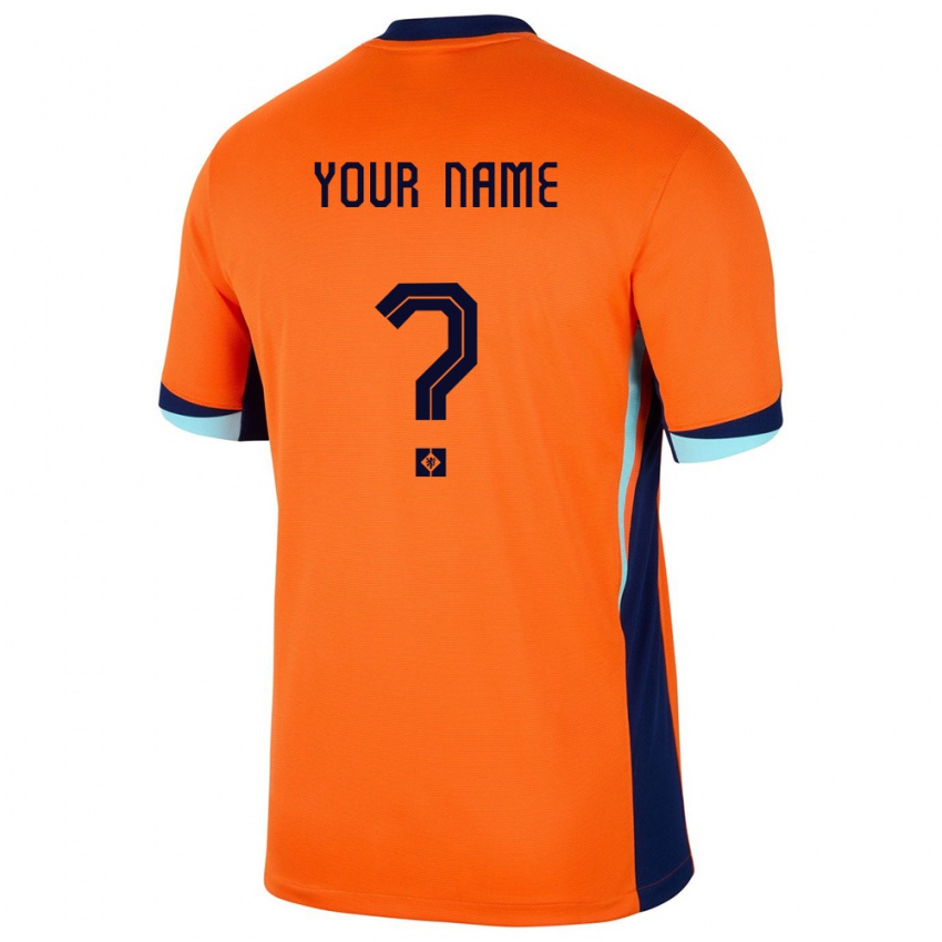 Hombre Camiseta Países Bajos Su Nombre #0 Naranja 1ª Equipación 24-26 La Camisa Argentina
