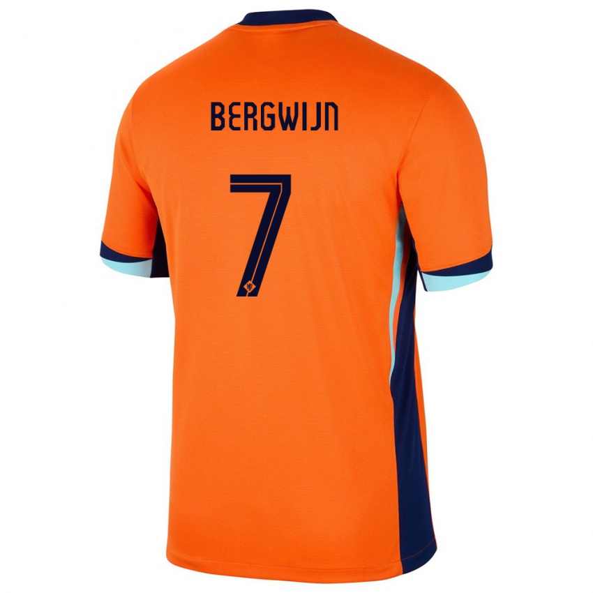 Hombre Camiseta Países Bajos Steven Bergwijn #7 Naranja 1ª Equipación 24-26 La Camisa Argentina