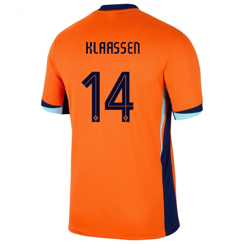 Hombre Camiseta Países Bajos Davy Klaassen #14 Naranja 1ª Equipación 24-26 La Camisa Argentina