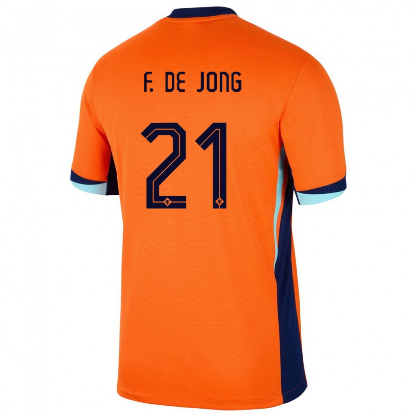 Hombre Camiseta Países Bajos Frenkie De Jong #21 Naranja 1ª Equipación 24-26 La Camisa Argentina