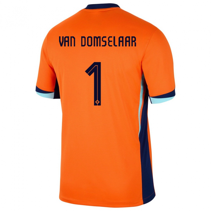 Hombre Camiseta Países Bajos Daphne Van Domselaar #1 Naranja 1ª Equipación 24-26 La Camisa Argentina