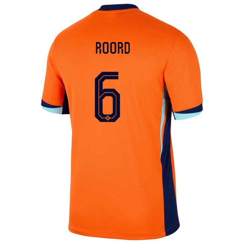 Hombre Camiseta Países Bajos Jill Roord #6 Naranja 1ª Equipación 24-26 La Camisa Argentina