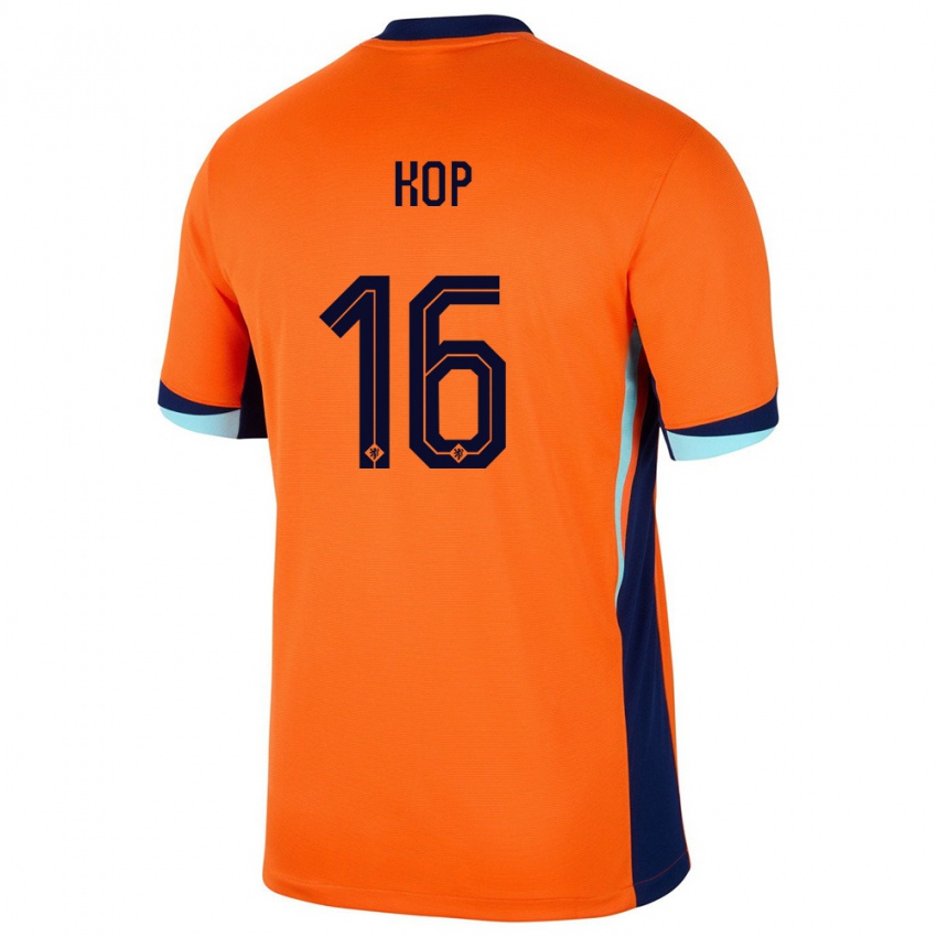 Hombre Camiseta Países Bajos Lize Kop #16 Naranja 1ª Equipación 24-26 La Camisa Argentina