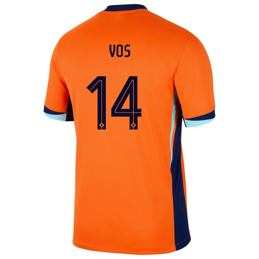 Hombre Camiseta Países Bajos Silvano Vos #14 Naranja 1ª Equipación 24-26 La Camisa Argentina