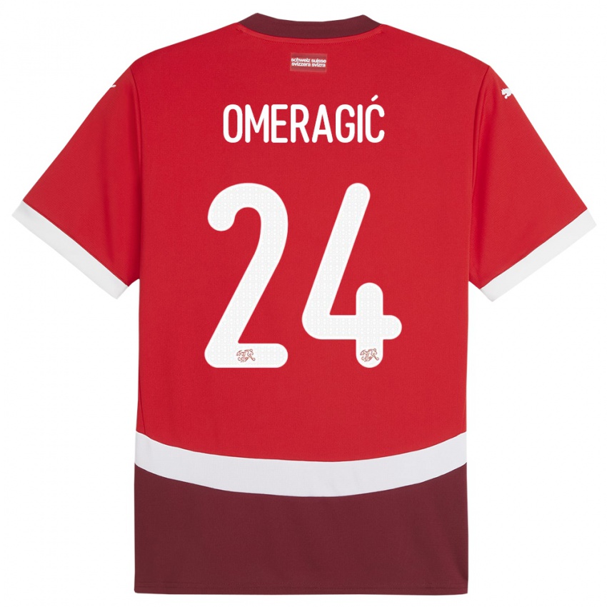 Hombre Camiseta Suiza Becir Omeragic #24 Rojo 1ª Equipación 24-26 La Camisa Argentina